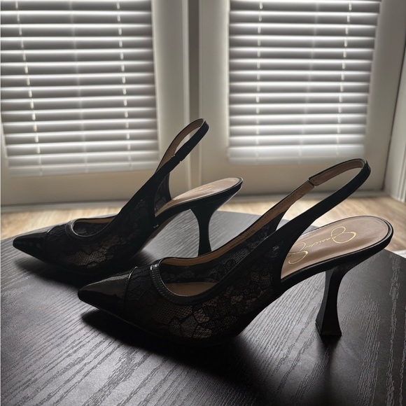 Jessica Simpson Black Sculptural Slingback Heels - Picture 1 of 2